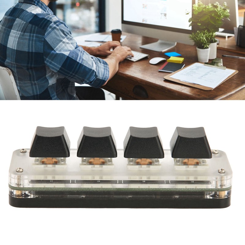 Programmable Keypad USB 4 Keys Mini Portable Mechanical Keyboard HID