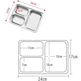 AIYoo 304 Stainless Steel Dinner Plate Three sections divided plate Set of 2 Mess Food Trays for Kids Toddlers Camping Serving Trays