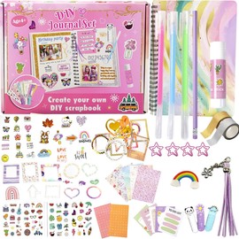 Kit De Diario Para Niñas 85 Pzs, Set de Papelería para Diarios Bricolaje,Arte y manualidades para adolescentes Marcapáginas,Con Marcos de Fotos, Pegatinas, Clips, Bolígrafo Regalo para 4-12 Años
