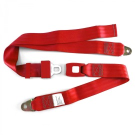 National Seat Belt Depot Chevy Impala 1961 - 1964 Standard 2pt Red Lap Bench Seat Belt Kit - 3 Belts
