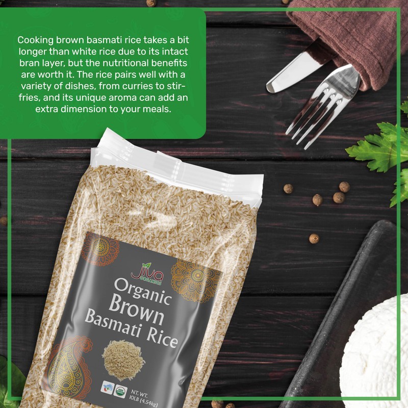Jiva Organic Brown Basmati Rice 10 Pound Bag - Premium