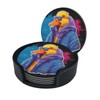 BOXIMIAO Drink Coasters with Holder Stand Set of 6, Cute