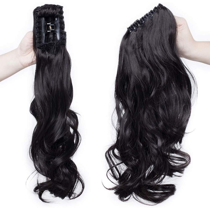 18 Inch Hairpieces Ponytail Hair Clip On Extensions Long Curly