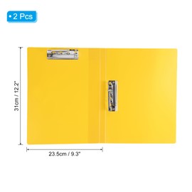 PATIKIL 9.3x12.2 Punchless Binder Clamp, 2 Pcs Plastic Double Strong Clip Clamp Binder Without Rings Sheet File Folder Protector for A4 Size Paper Office, Yellow