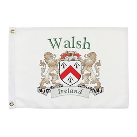 Walsh Irish Coat of Arms Small White Flag - 12"x18" inches