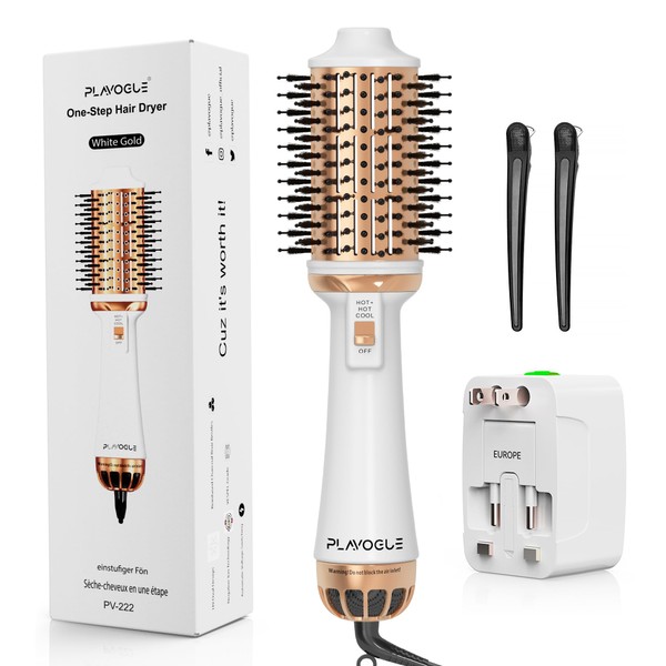 Dual Voltage Hair Dryer Brush, Plavogue 100 Millions Negative Ionic