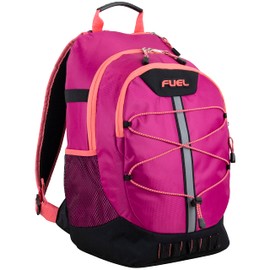 FUEL Hiking Backpack for Women Men Terra Sport, Travel, College, Gym, Work with Laptop Sleeve, Bungee, 18 Inches, Magenta Orchid