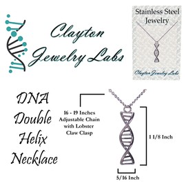 Clayton Jewelry Labs DNA Double Helix Science Stainless Steel Necklace (Black)