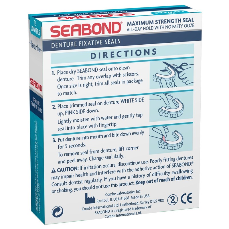 Sea-Bond Seabond Denture Fixative Seals - Original - 15 Lowers