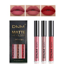 Desing Wish Set of 3 Lipstick Set, Lip Gloss, 24 Hour Hold, Matte Lipstick, Lip Gloss, Long Lasting Lipstick, Pink, Red Nude Lip Balm, Make-Up, Women, Lipgloss, Birthday Gift