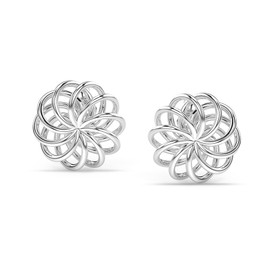 LeCalla 925 Sterling Silver Italian Openwork Swirl Stud Earrings for Women Teen