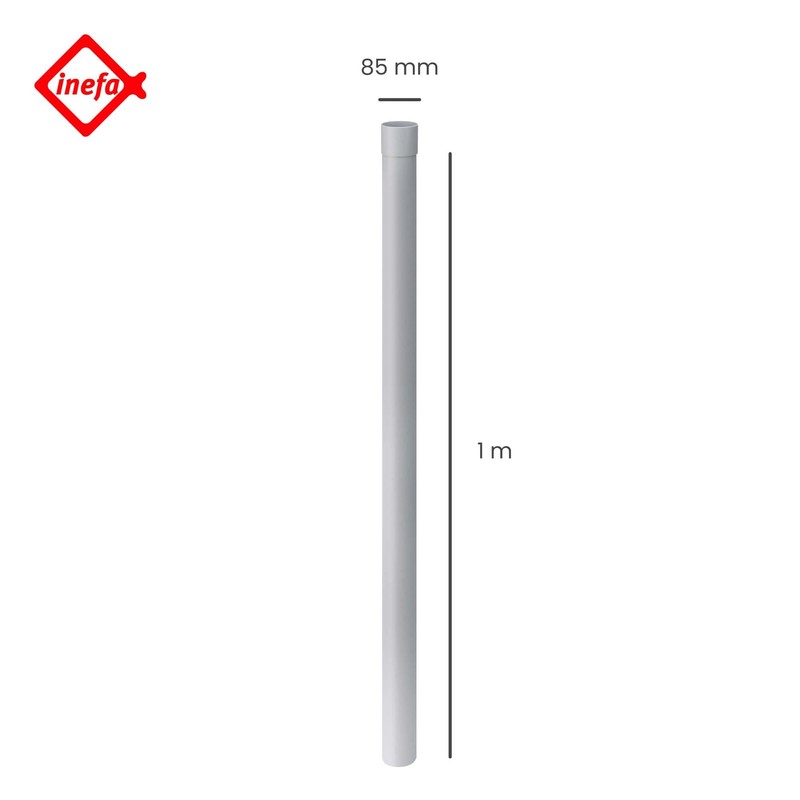 INEFA Downpipe 100 cm, PVC DN85 / 85 mm, Grey,