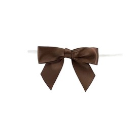 Reliant Ribbon Satin Twist Tie Bows - Large Bows, 7/8 Inch X 100 Pieces, Brown
