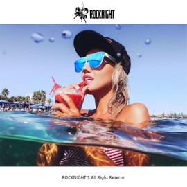 ROCKNIGHT Blue Mirrored Sunglasses Women Polarized UV Protection Stylish Beach White Sunglasses Rimless Frame UV400 Sun Shades
