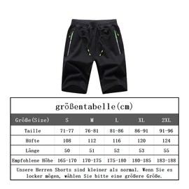 JustSun Men's Shorts, Sports Shorts, Cotton Stretch Fabric with Zip, black