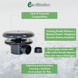 eco-filtration 56MM/2" BOTTOM DRAIN AND DOME KOI FISH POND PUMP FILTER TANK PIPE FITTING