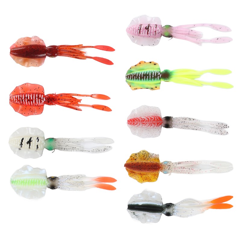 9Pcs Simulation Fishing Lures PVC Luminous Soft Fishing Baits for
