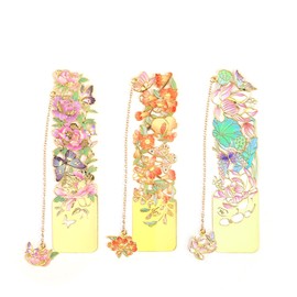 Exquisite Flower Metal Bookmarks, Unique 3PCS Delicate Flower Art Bookmarks for Women Book Lovers,Birthday Gifts,Mother's Day,Christmas,Teacher Appreciation Gifts