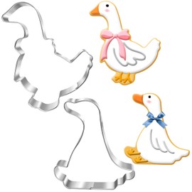 Auktosmn Goose Cookie Cutter Set - 2 Piece - 4" - Dishwasher Safe - Stainless Steel Cookie Cutters for Baking - Perfect for Silly Goose Birthday Decor, Baby Shower