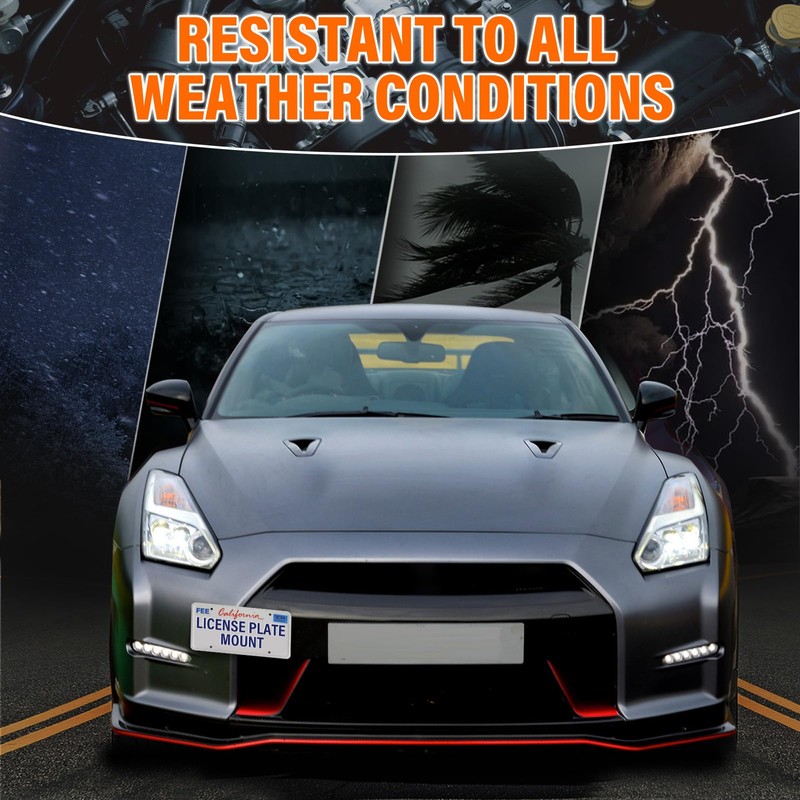 Front Bumper Tow Hook License Plate Mount Bracket Compatible with