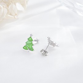 Christmas Earrings 925 Sterling Silver Christmas Tree Earrings Holiday Christmas Jewellery Gifts for Women Girls, Silver
