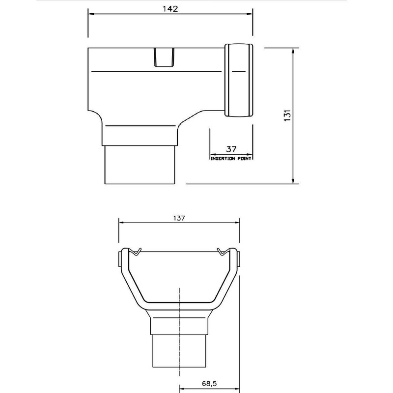 FLOPLAST 114mm Square Gutter Stop End Outlet - Black