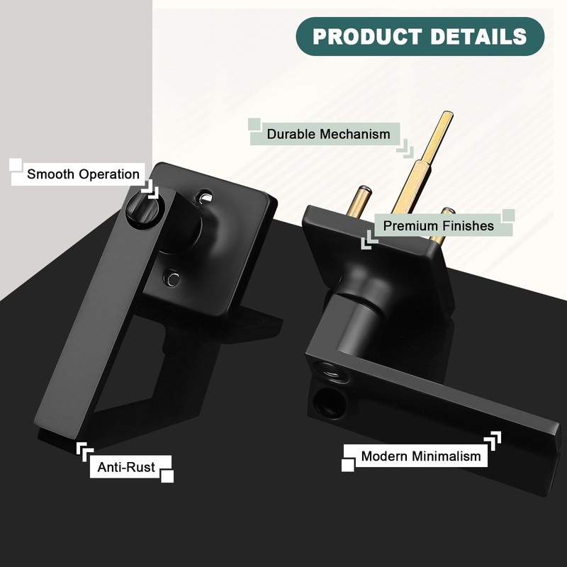 GOBEKOR 6 Pack Matte Black Door Handle Privacy Door Levers