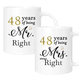ERYUWOZA 48th Anniversary Coffee Mugs Set of 2, 48 Year Anniversary Wedding Gifts Decorations for Couple Parents Grandparents Men Women Husband Wife Him Her, Gift Box Packaging, 11oz