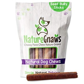 Nature Gnaws Bully Sticks for Large Dogs - Premium Natural Beef Bones - Thick Long Lasting Dog Chew Treats for Aggressive Chewers - Rawhide Free - 6 Inch (3 Count)