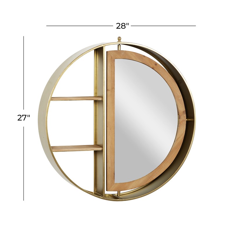 Deco 79 Wall Shelf, 28"L x 5"W x 27"H, Gold