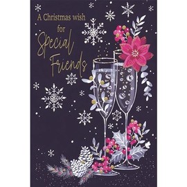 Special Friends Christmas Card - A Christmas Wish - Contemporary Festive Design - Special Finishes and Illustrated Insert Leaf - Made in the UK - Eco-Friendly