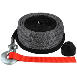 OKBA Synthetic Winch Rope Cable Kit 1/4" x 50' - 10000LBS Winch Line Rope with Protective Sleeve + Hook + Rubber Stopper for 4x4 Off Road Vehicle ATV UTV Polaris UTV