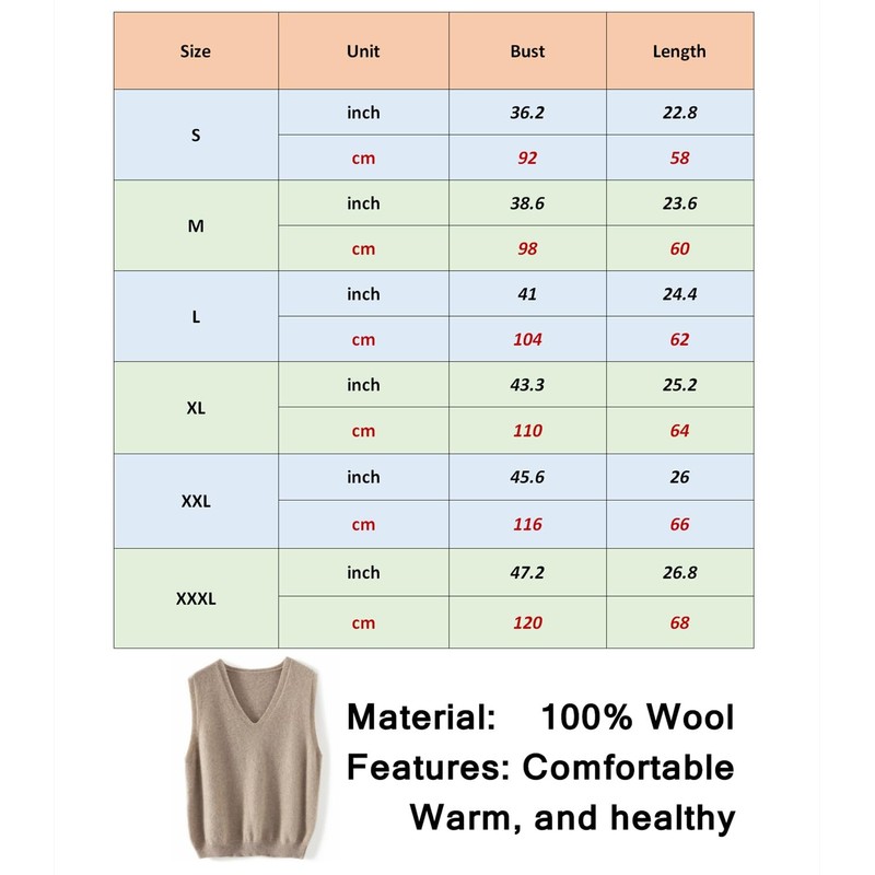 Ailaile Women's V-Neck Knit Sweater Vest 100% Merino Wool Lightweight