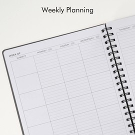 Teacher Planner 2024-2025, Deluxe Undated Lesson Planner Book 8.5" x 11" Includes 7 Periods, Daily Weekly and Monthly Organizers, Academic Jul 2024 - Jun 2025 Planner with Pocket, Page Tabs (Black)