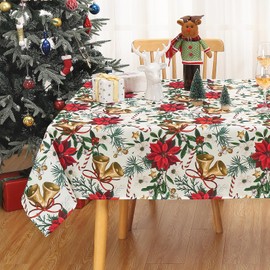 CAROMIO Christmas Tablecloth Waterproof Tablecover for Xmas Decoration Washable Wipeclean Table Cloth for Kitchen, Large Christmas Tablecloth, 54x108 Inches