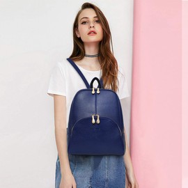 NICOLE & DORIS Women Backpack PU Leather Daypack Elegant Rucksack for Ladies Waterproof College Schoolbag Casual School Shoulder Bag Blue