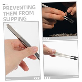 Baluue 2pcs Flat Stainless Steel Tweezers Metal Tweezers for Crafts Stamps and Eyelash Applications Lightweight and Portable Tool Go Use