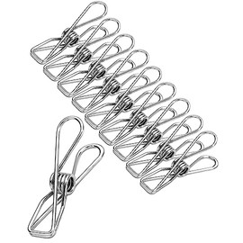 Large Stainless Steel Clothes Pins - Heavy Duty and Multipurpose Metal Clips for Hanging Clothes and Food Packages 10pcs, 3.17-inch