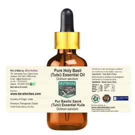 Devprayag Pure Holy Basil (Tulsi) Essential Oil (Ocimum sanctum) with Glass Dropper Natural Therapeutic Grade Steam Distilled (Pack of Three) 100ml X 3 (10 oz)