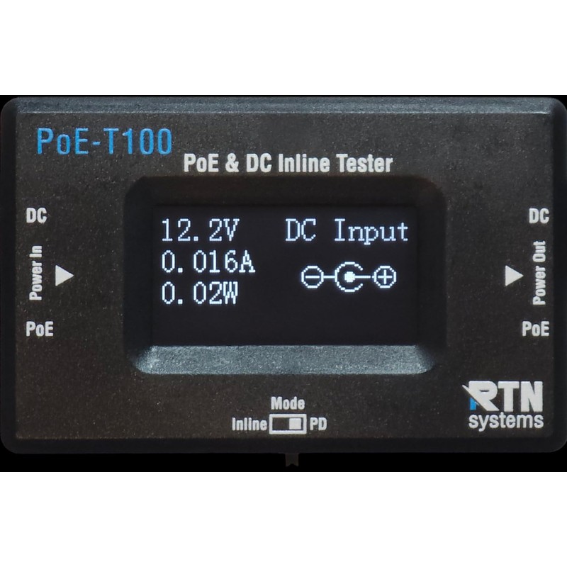 PoE-T100 Inline DC & PoE Tester Tool – Test 802.3af/at/bt,