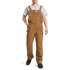 HISEA Mens Flex Canvas Bib Overalls, Men's Relaxed Fit Lightweight Stretch Work Overall with Adjustable Straps and Pockets Brown