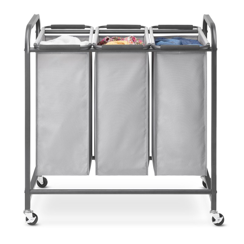 Whitmor Triple Laundry Sorter - 3 Removable Bags with Easy-Grip