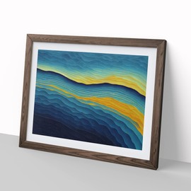 Modern Audio Soundwave Art Vol.2 Abstract H1022 Framed Print for Living Room Bedroom Home Office Décor, Wall Art Picture Ready to Hang, Walnut A4 Frame (34 x 25 cm)