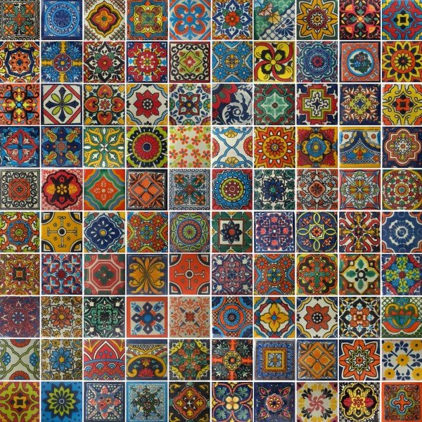 Handmade 200 CERAMIC TILES assorted 2x2 Mexican Handmade Handpainted Clay