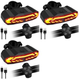 Smart Turn Signal,NineLeaf Bike Tail Light Rechargeable,Wireless Turn Signals,Back Light for Bike,IP65 Waterproof,Anti-Theft Vibration,6 Light Modes,Rechargeable,for Bicycles, Electric Bicycles,3PK