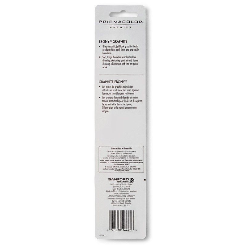 Prismacolor Ebony Graphite Drawing Pencils, Black, 2-Count