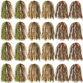 Silicone Jig Skirt Spinnerbait Skirts Replacement, 24 Bundles DIY Fishing Jig Lures 40 Strands Rubber Skirts for Spinnerbaits Buzzbaits Spoon Blade Squid Jig Replacement Skirt Fly Tying Material