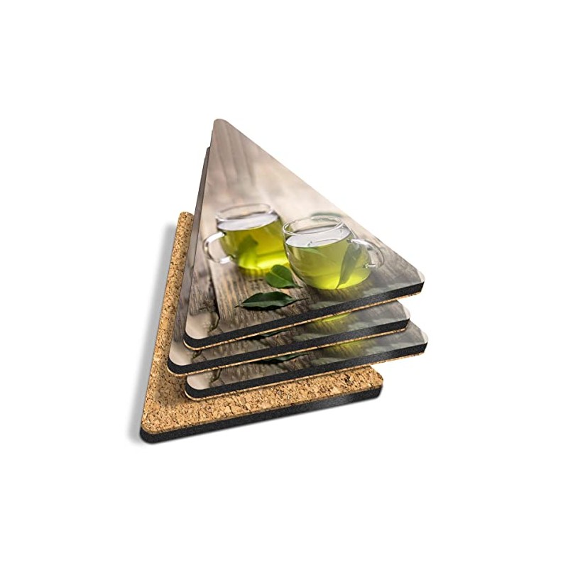 4 x Triangle Coasters - Healthy Green Tea Organic Drink