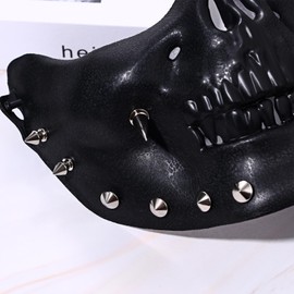 Cupimatch Skull Mask Masquerade Half Face Mask: Black Steampunk Horror Ball Mask Carnival Cosplay Party for Adults Men Women