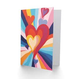Artery8 Valentines Day Greeting Card Love Heart Rainbow Simple No Words Blank For Her Wife Partner